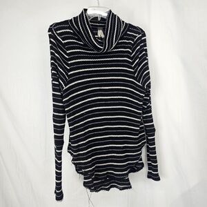 Free People 'Eloise Tunic' Long-sleeve Henley in Black Oversized XS $128